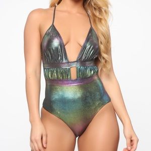 FashionNova Metallic Bodysuit 💚💜💙